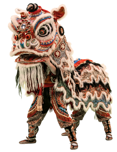 traje tradicional de un león danzante chino